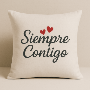 Cojín con frase romántica 'Siempre Contigo'